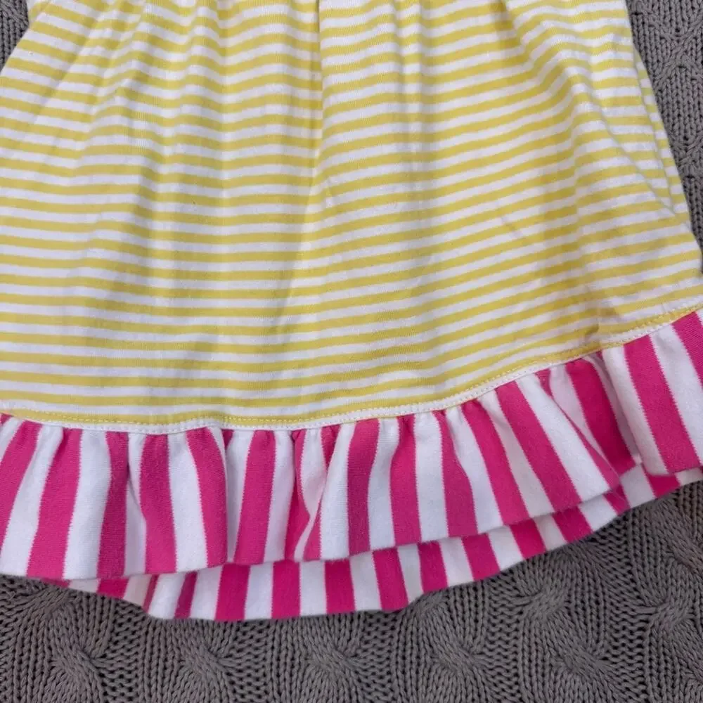 Hanna Andersson Sunny Dress Sunshower ~ Pink and Yellow Striped Dress ~ 3/6M